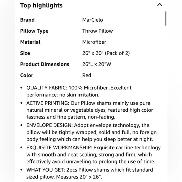 Red Bed Pillow Shams (2) - Picture 4 of 4